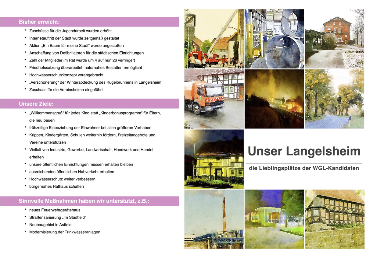 WGL Broschüre Sommer 2016: Lieblingsplätze in Langelsheim